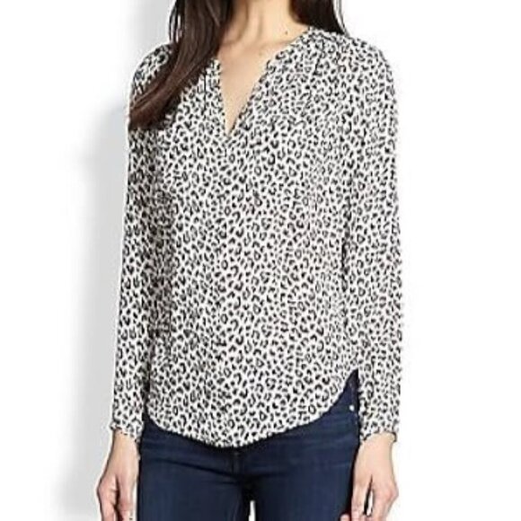 Rebecca Taylor Animal Print Long Sleeve Blouse Work Business Top Silk - Picture 1 of 6